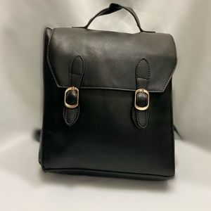 Faux Leather Black Backpack